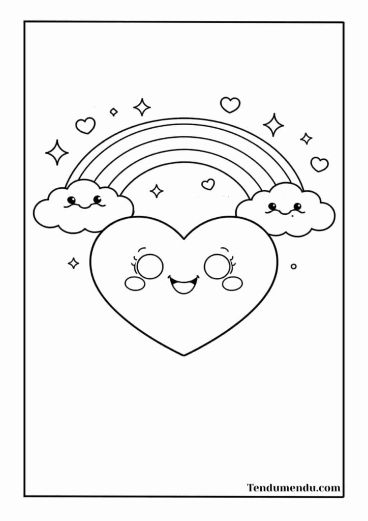 heart rainbow coloring page