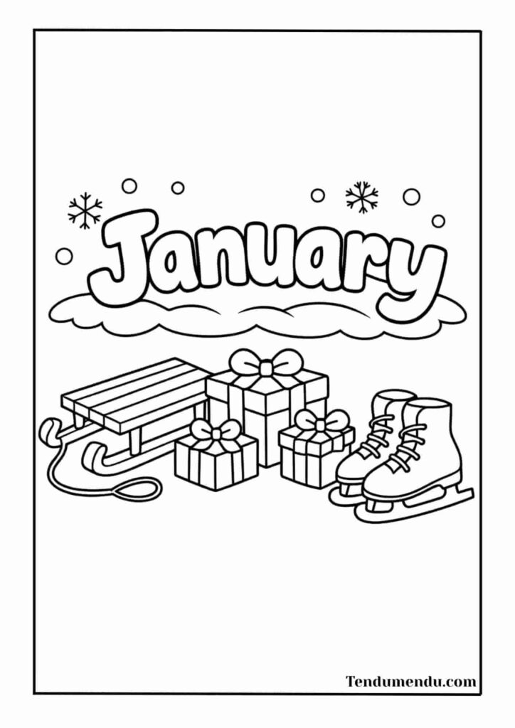 january gifts coloring pages