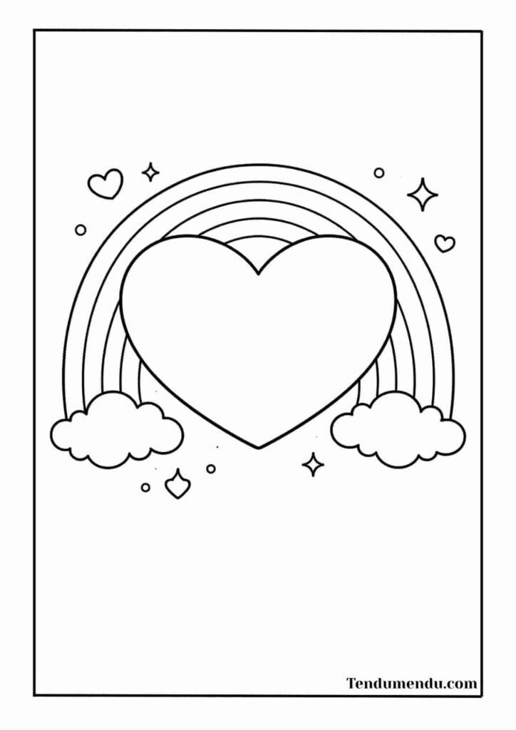 rainbow heart coloring page