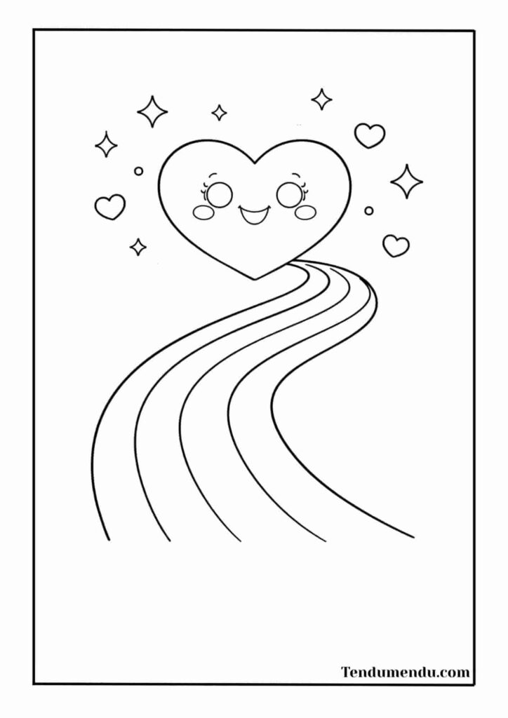 rainbow heart coloring page pdf