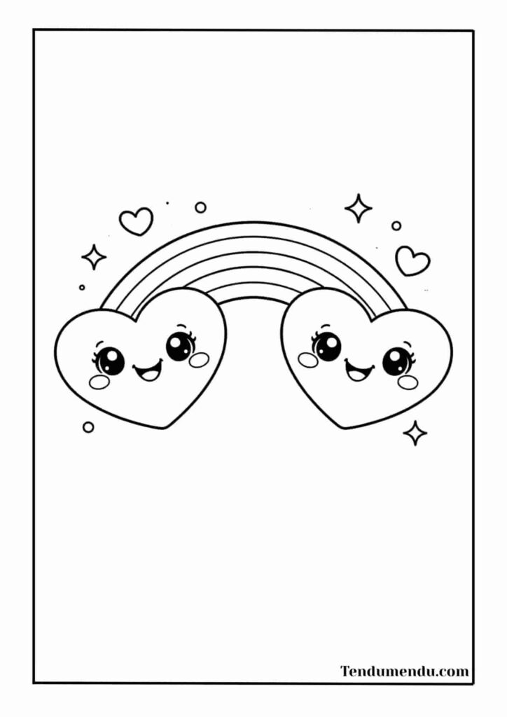 rainbow heart coloring page printable