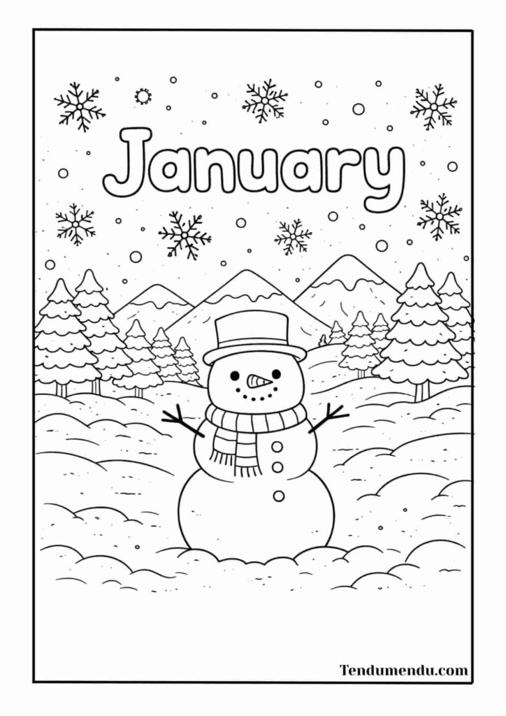 snowman coloring pages january