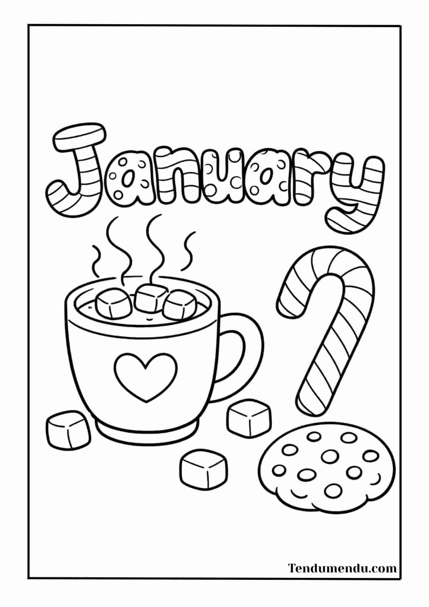 tea january coloring sheet