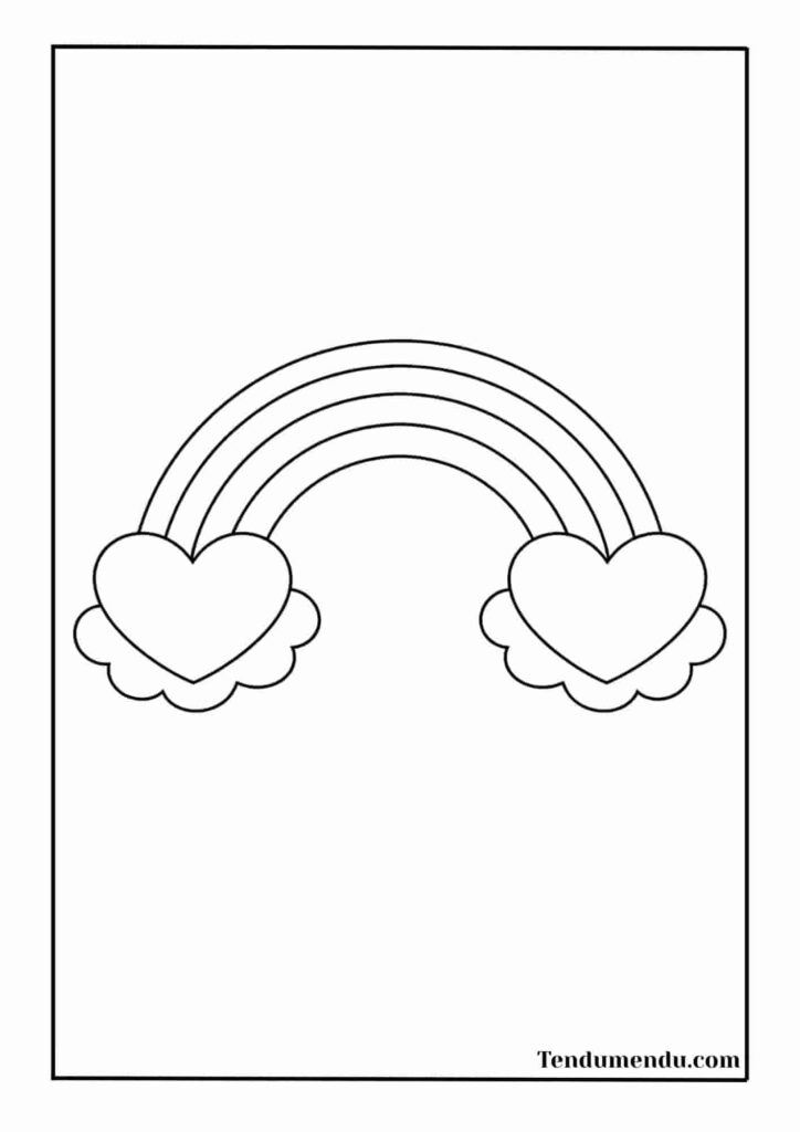 two hearts rainbows coloring sheet