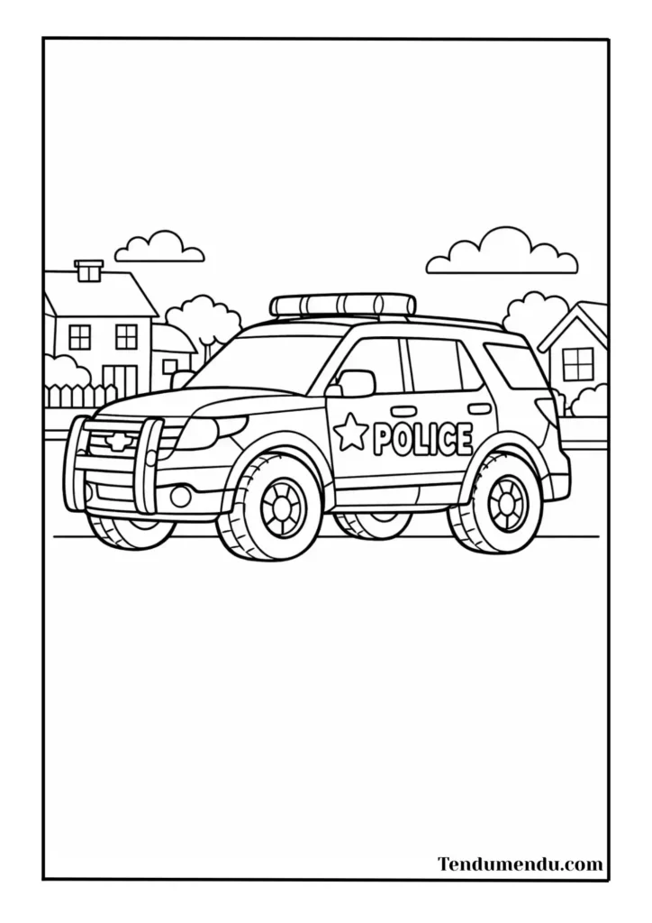 10 police car coloring picture
