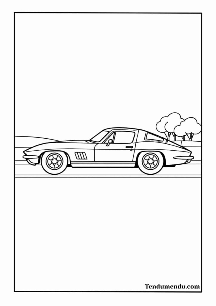 4 c2 corvette car coloring page