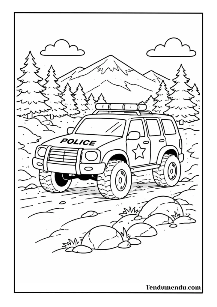 9 mountain police car coloring pages
