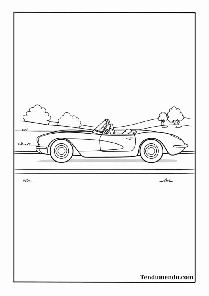 C1 vintage Corvette car coloring pages